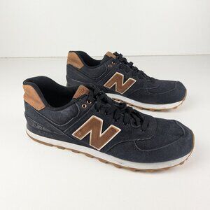 New Balance 574 Classics Black Denim Brown Mens Shoes Size 13 Sneakers ML574TXA.